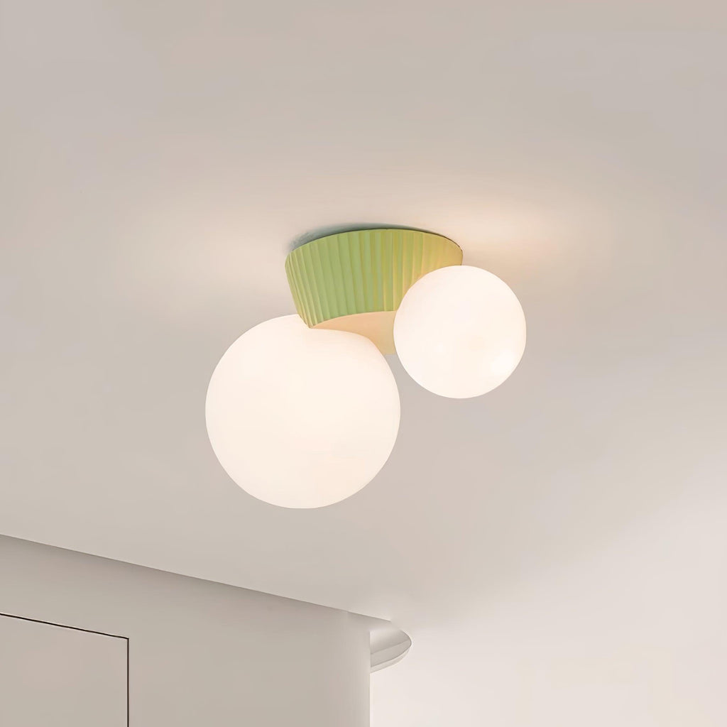 Ceiling Light  Playful Asymmetry with Dual Frosted Glass Globes
