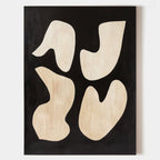 Organic Shape Black Warm Beige Oil Painting