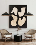 Organic Shape Black Warm Beige Oil Painting