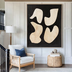 Organic Shape Black Warm Beige Oil Painting
