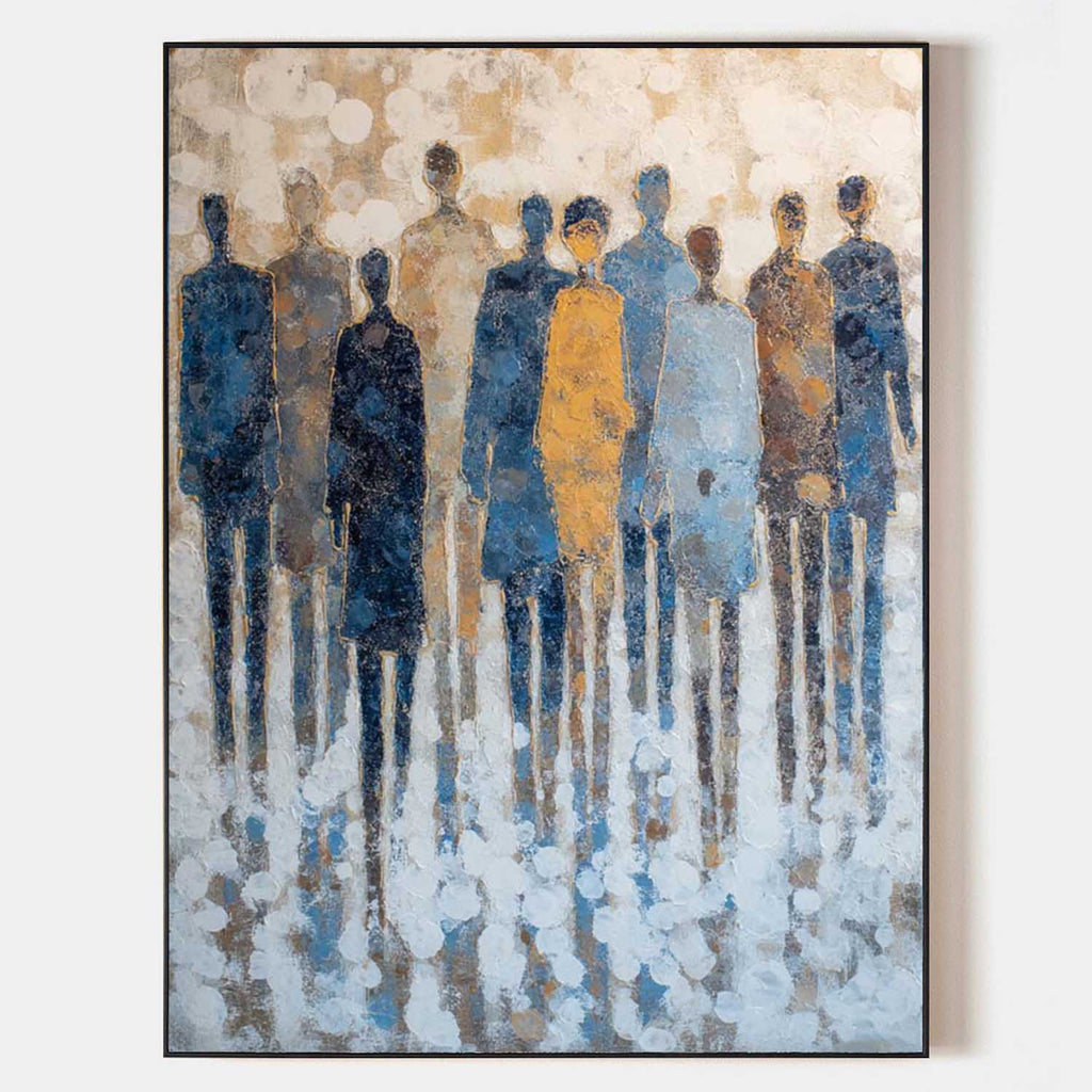 Abstract Crowd of People Oil Painting Neutral