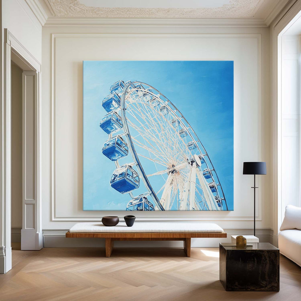 Gondolas Against Sky-Blue Background Oil Painting