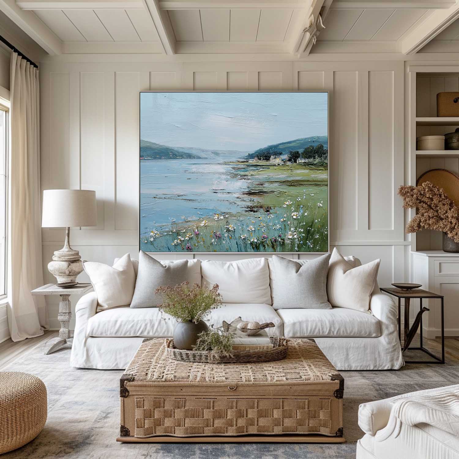 Coastal Wildflower Landscape Oil Painting