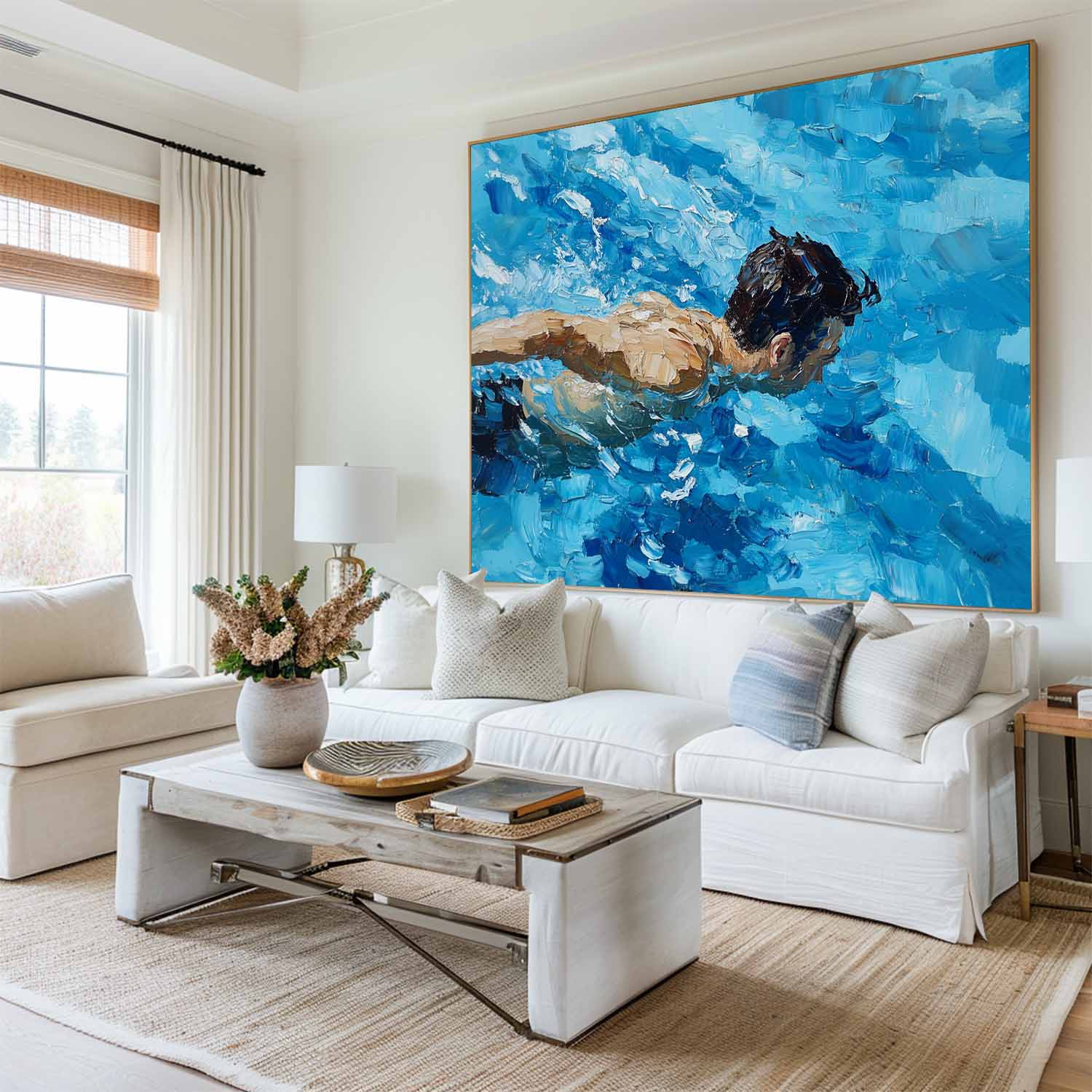 Blue Pool Dynamic Oil Painting