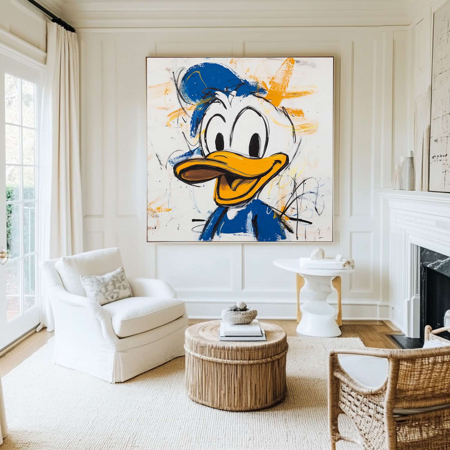 Abstract Expressionist Donald Duck Oil Painting