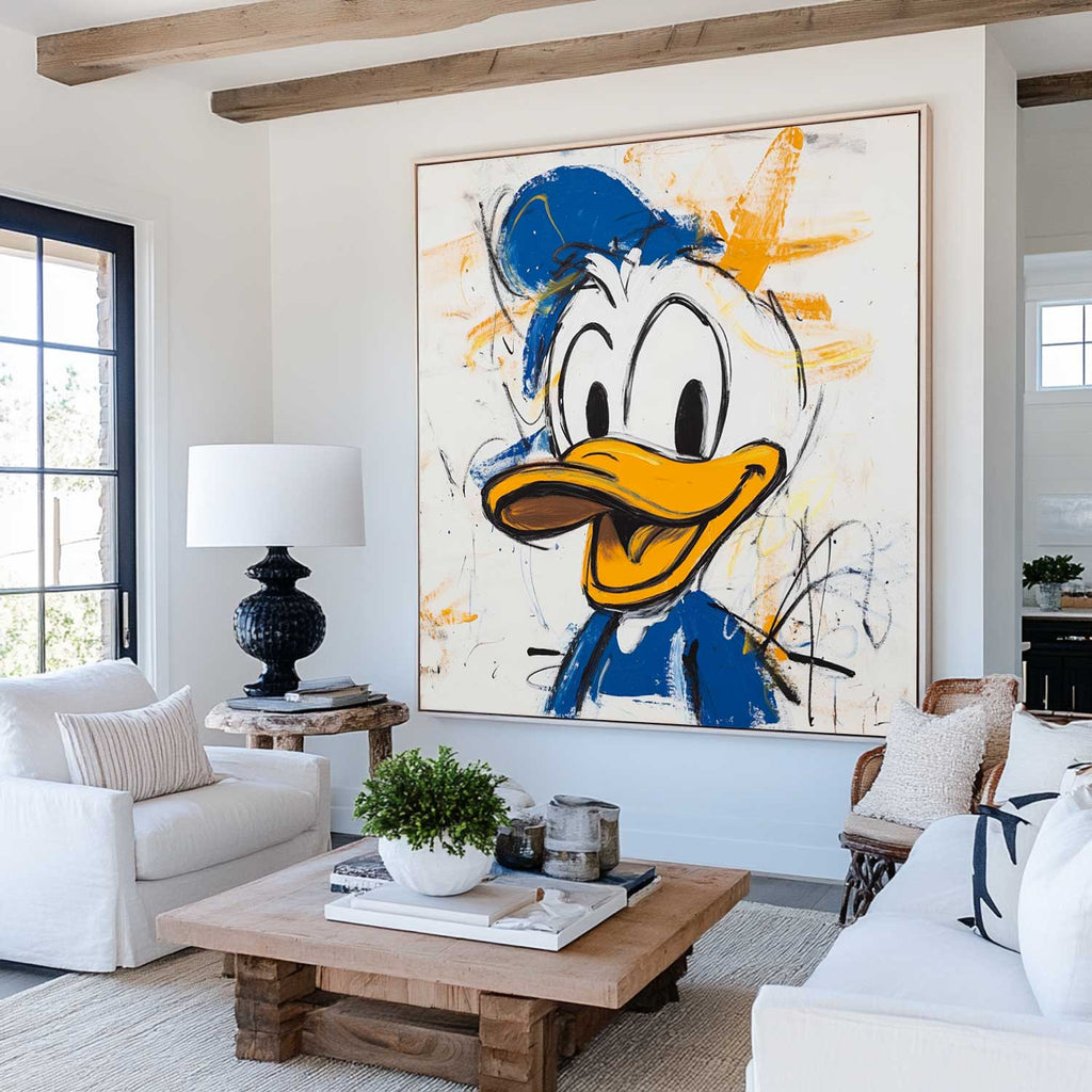 Abstract Expressionist Donald Duck Oil Painting