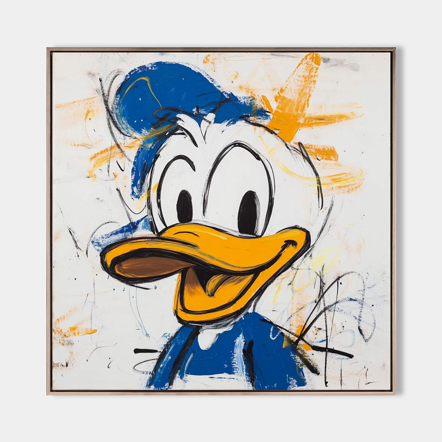 Abstract Expressionist Donald Duck Oil Painting