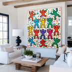 Pop Art Dancing Figures Colorful Celebration Oil Painting