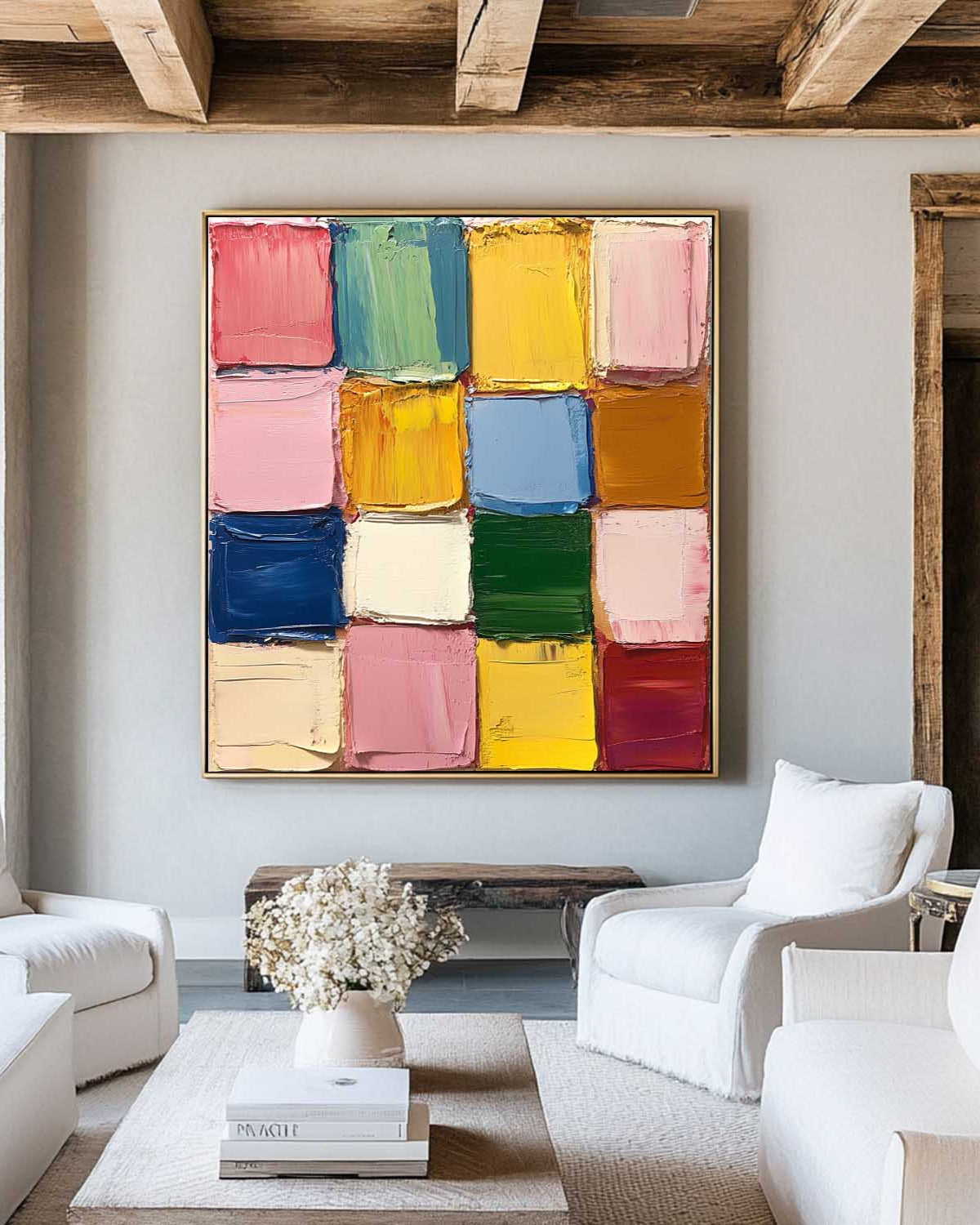 Color Block Abstract Neo-Expressionist Oil Painting