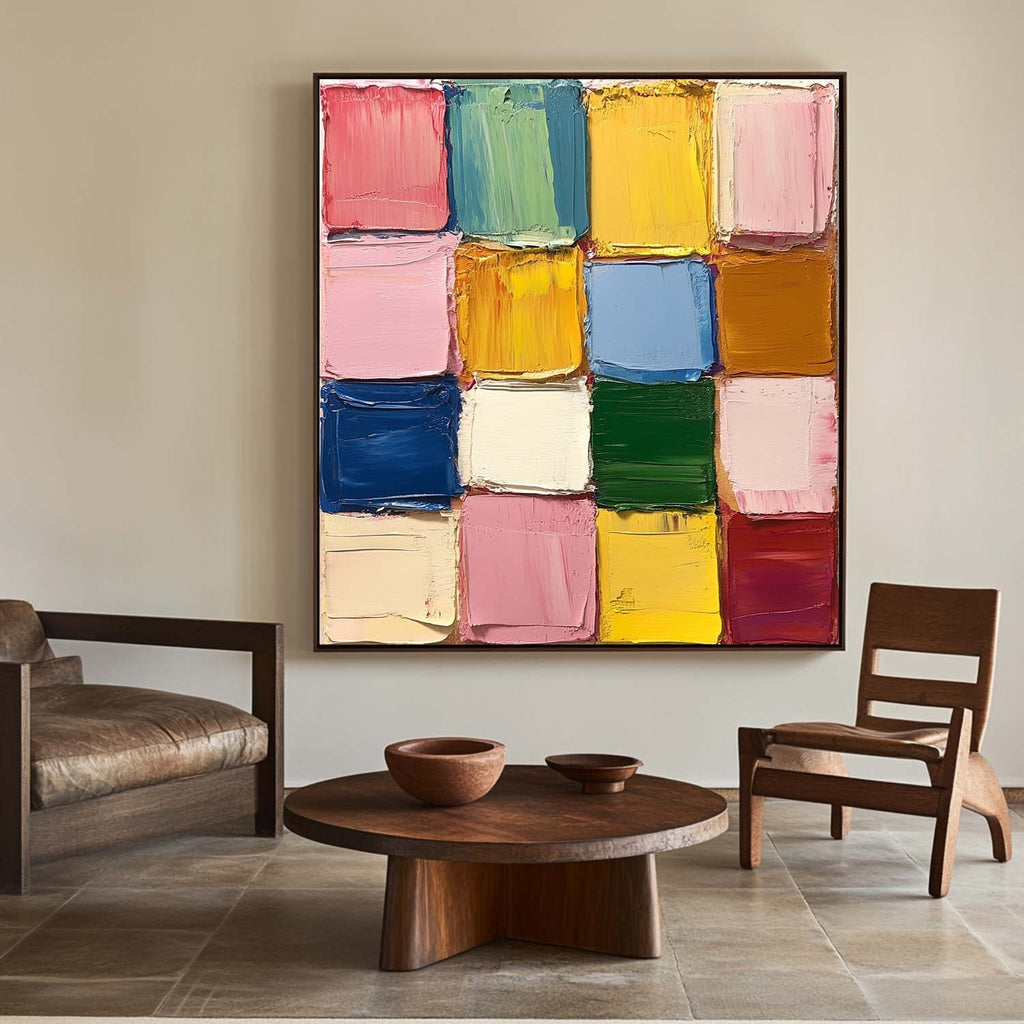 Color Block Abstract Neo-Expressionist Oil Painting