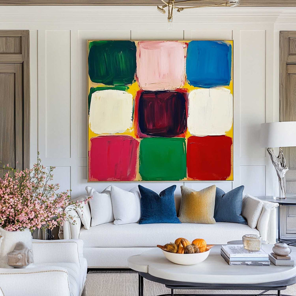 Grid Abstract Expressionist Oil Painting