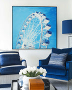Blue Gondolas Vivid Sky-Blue Background Oil Painting