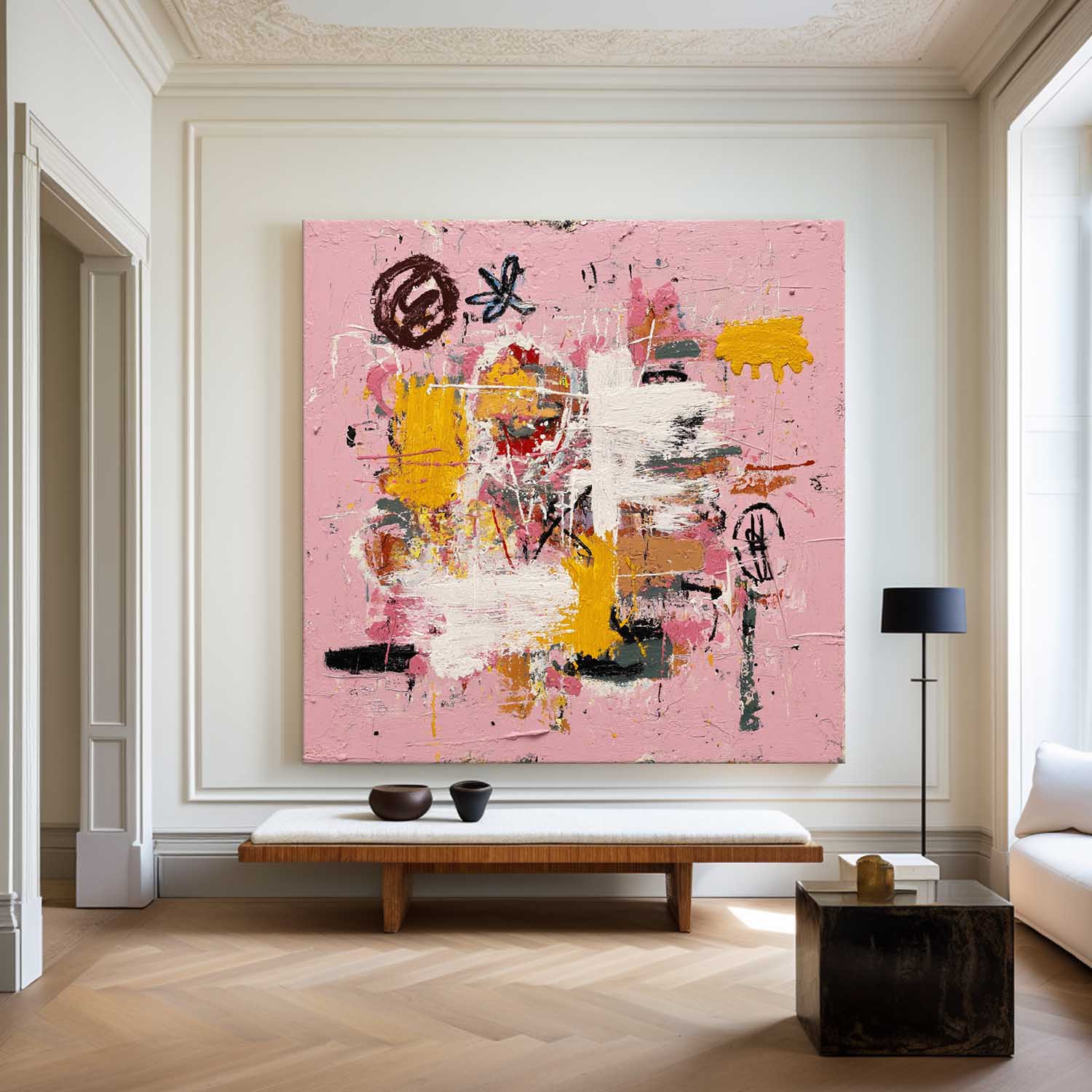 Textured Pink Abstract Expressionist Painting