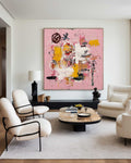 Textured Pink Abstract Expressionist Painting