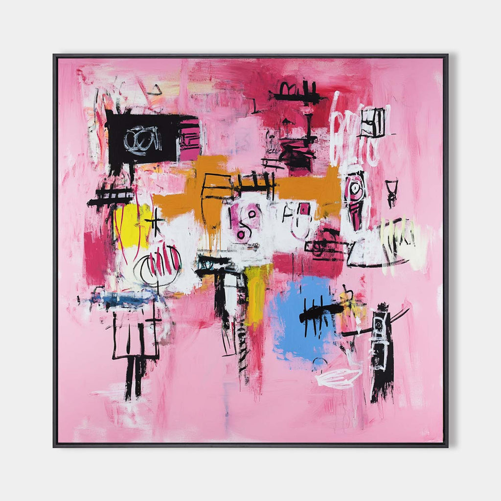 Pink Abstract Expressionist Painting Bold Urban