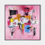 Pink Abstract Expressionist Painting Bold Urban
