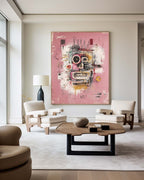 Pink Abstract Expressionist Face Painting