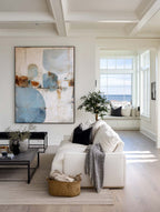 Minimalist Geometric Painting Neutral Blue Beige