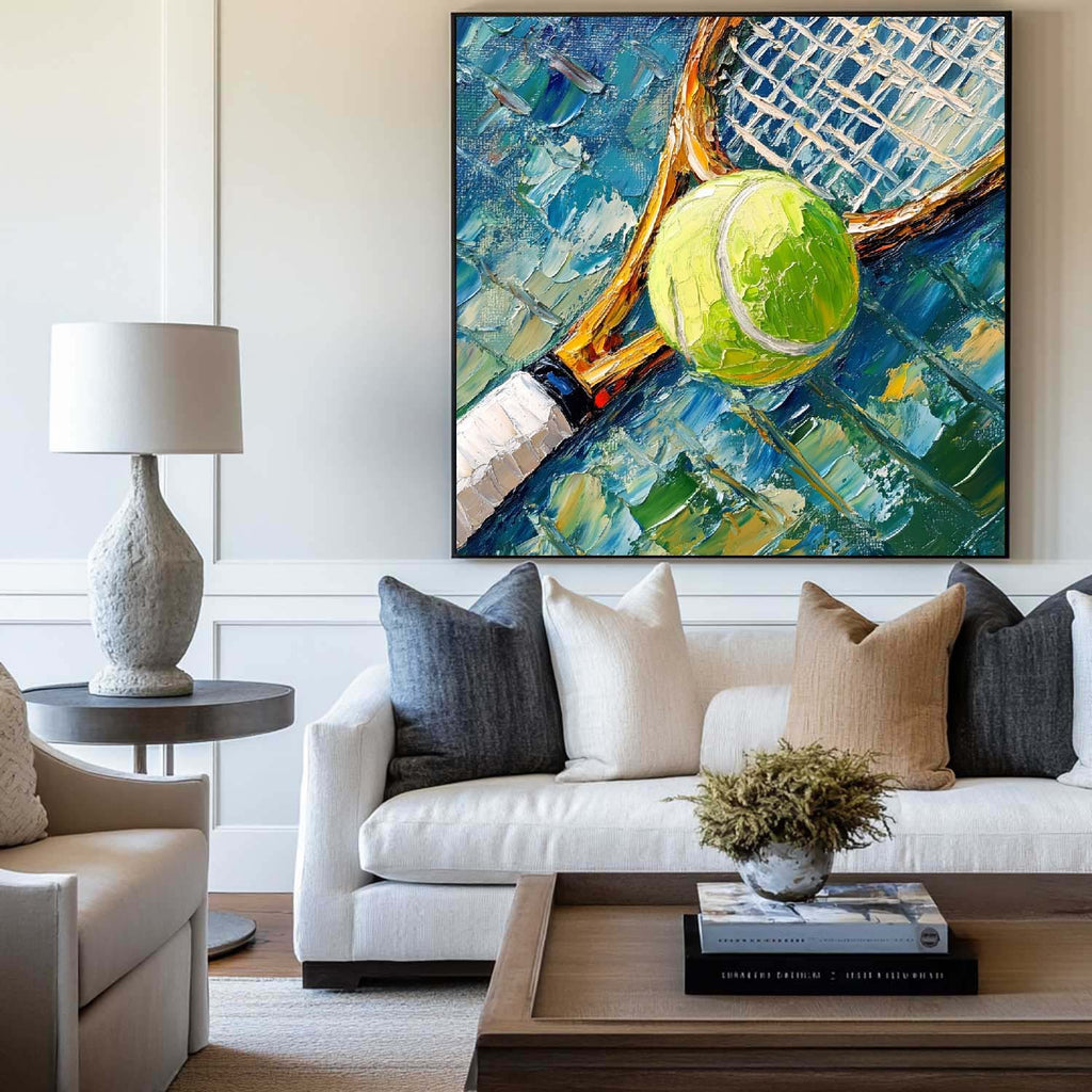 Tennis Ball and Racket Sports Art Oil Painting