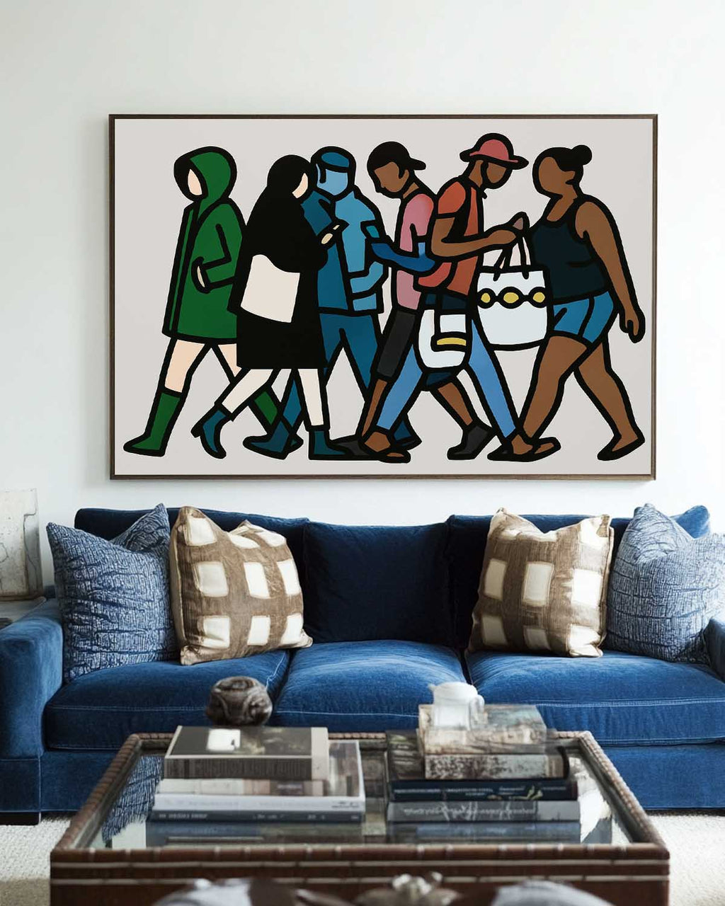 Diverse Urban Crowd Pop Art Painting Bold Line