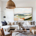 Rolling Hills Landscape Pastel Tones Oil Painting