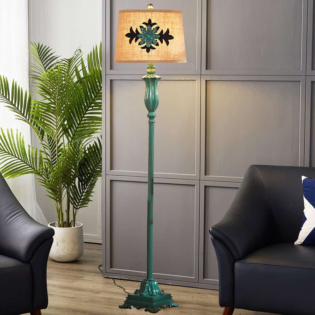 Eryn Floor Lamp Table Vintage, Metal/Resin, Green, Living Room