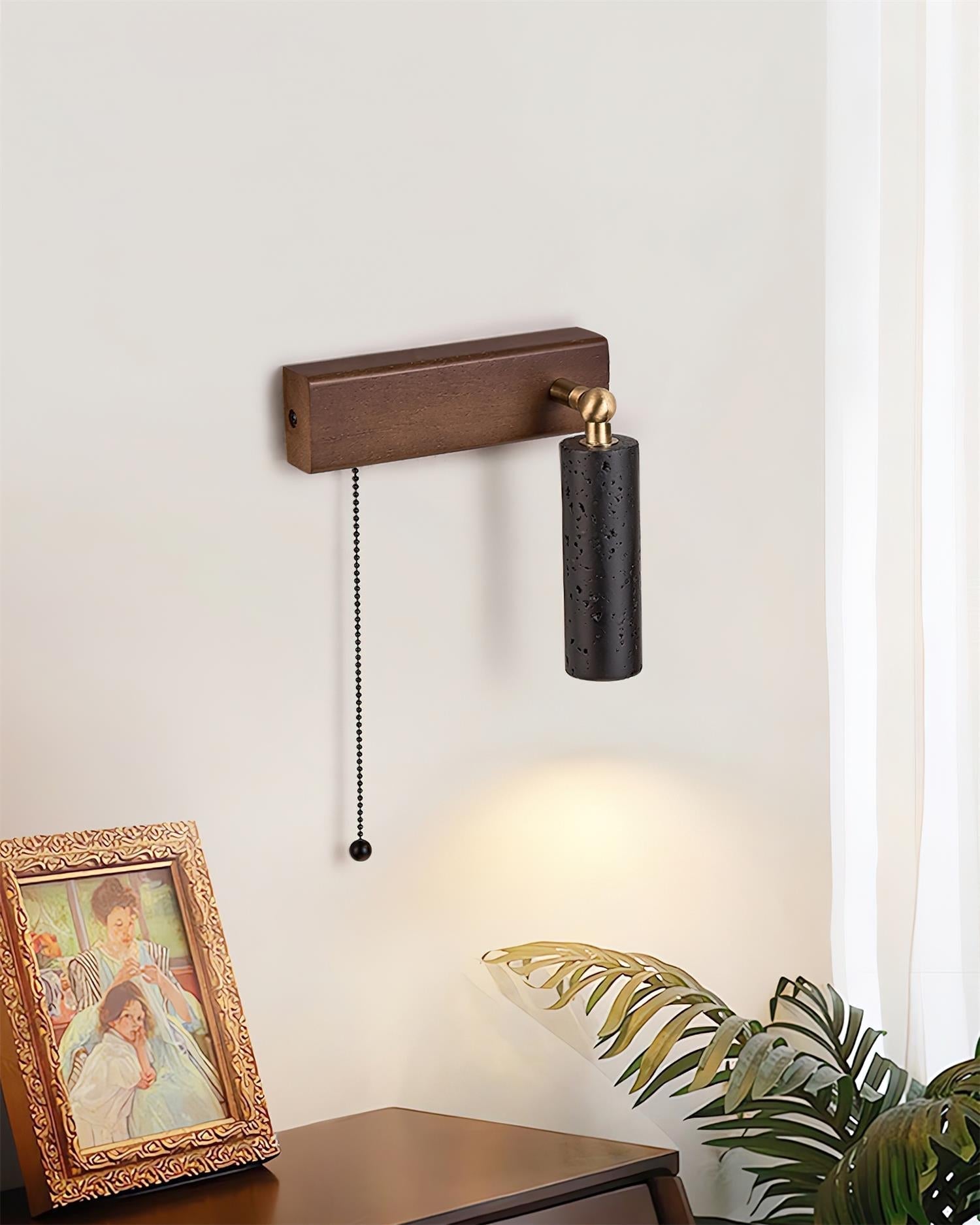 Ritta  Wall Lamp Black Travertine Spotlight