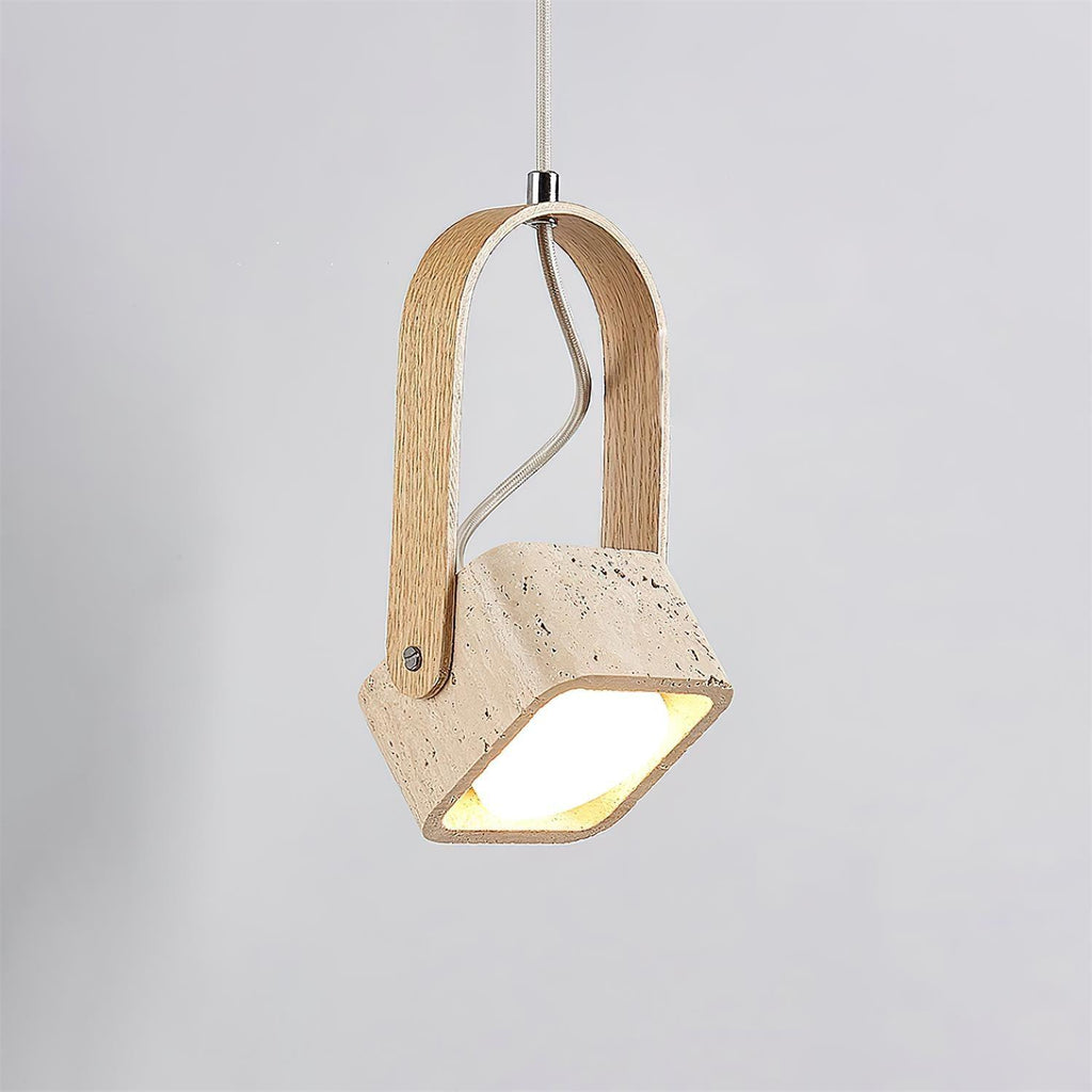 Cesta  Pendant Light  Square Yellow Travertine