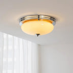 Ceiling Light Metal Canopy and Glass Shade Classic Round Modern