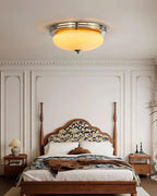 Ceiling Light Metal Canopy and Glass Shade Classic Round Modern