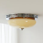 Ceiling Light Metal Canopy and Glass Shade Classic Round Modern