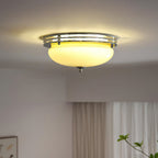 Ceiling Light Metal Canopy and Glass Shade Classic Round Modern