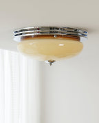 Ceiling Light Metal Canopy and Glass Shade Classic Round Modern