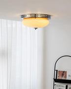 Ceiling Light Metal Canopy and Glass Shade Classic Round Modern