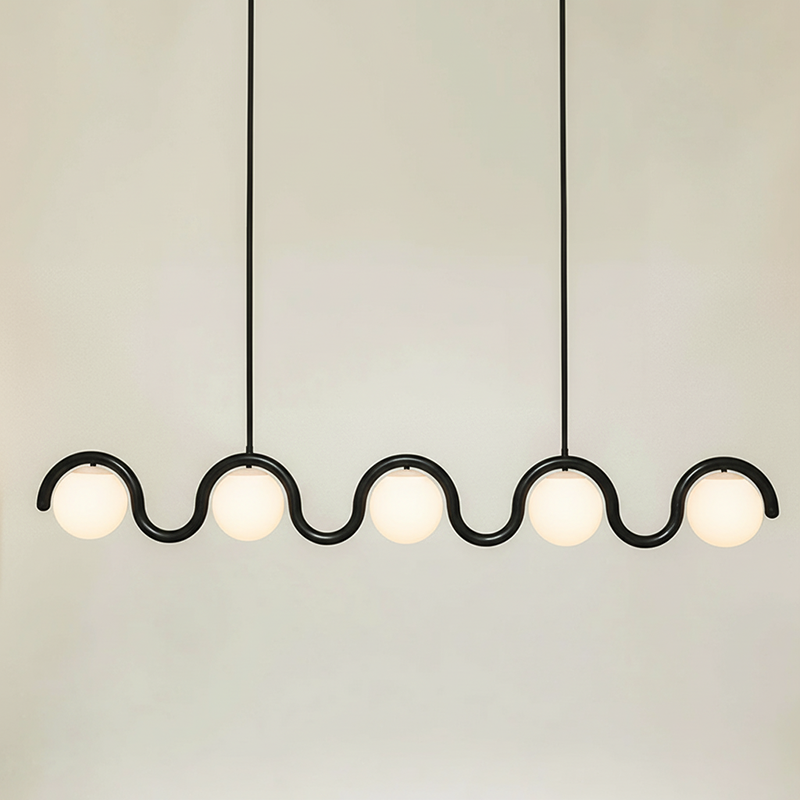 Uveta Linear Chandelier Red&Silver