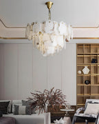 Leon Alabaster Chandelier Layered Stone Slices