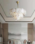 Leon Alabaster Chandelier Layered Stone Slices