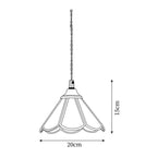 Pendant Lamp Textured Blue Glass Scalloped Brass