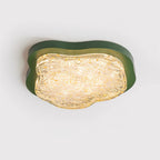 Ceiling Light Irregular Shape Resin Gold Leaf Modern Artistic Green