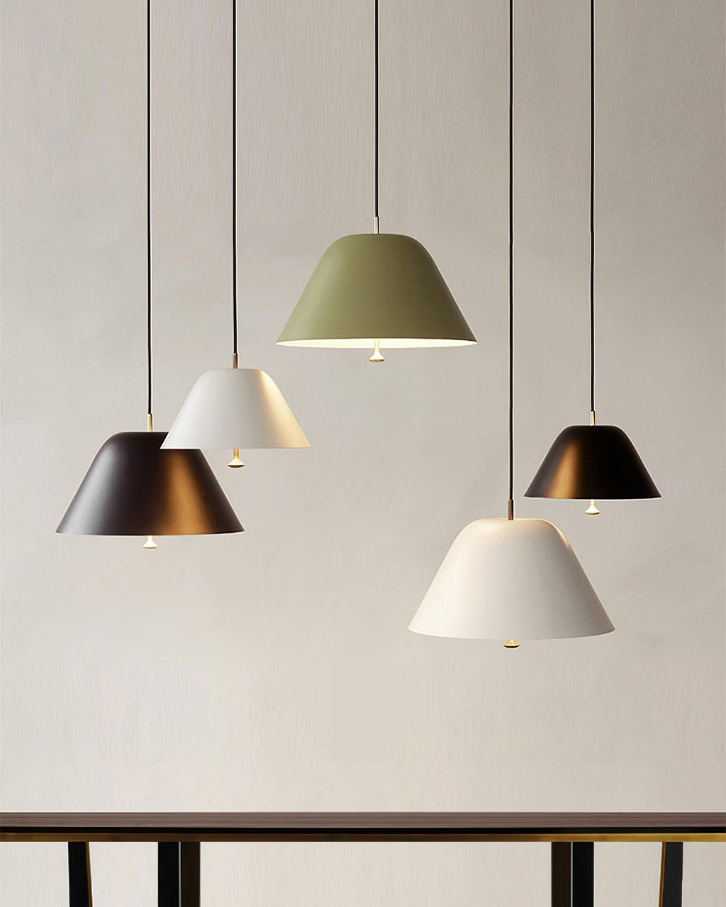 Pendant Lamp Modern Metal Shade in Green and White Minimalist