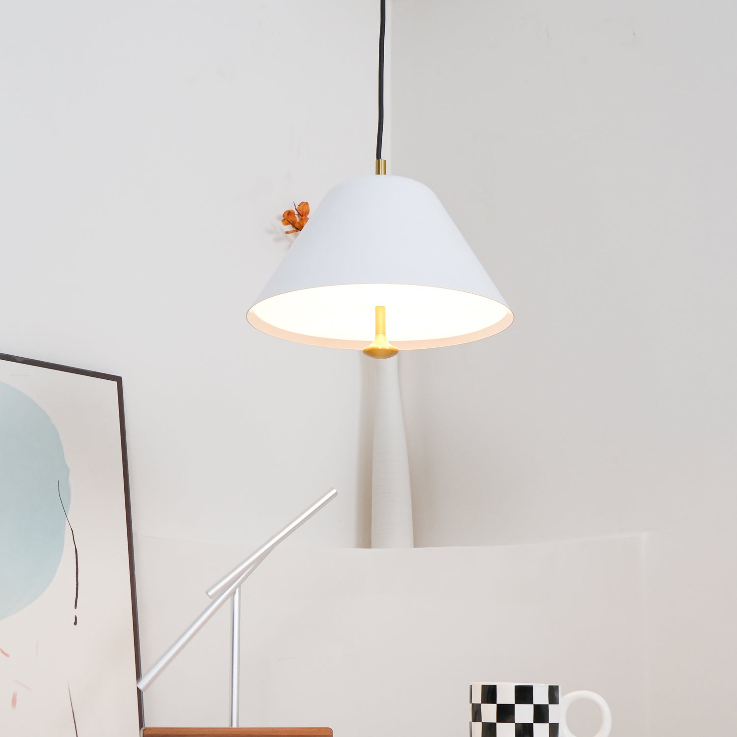 Pendant Lamp Modern Metal Shade in Green and White Minimalist