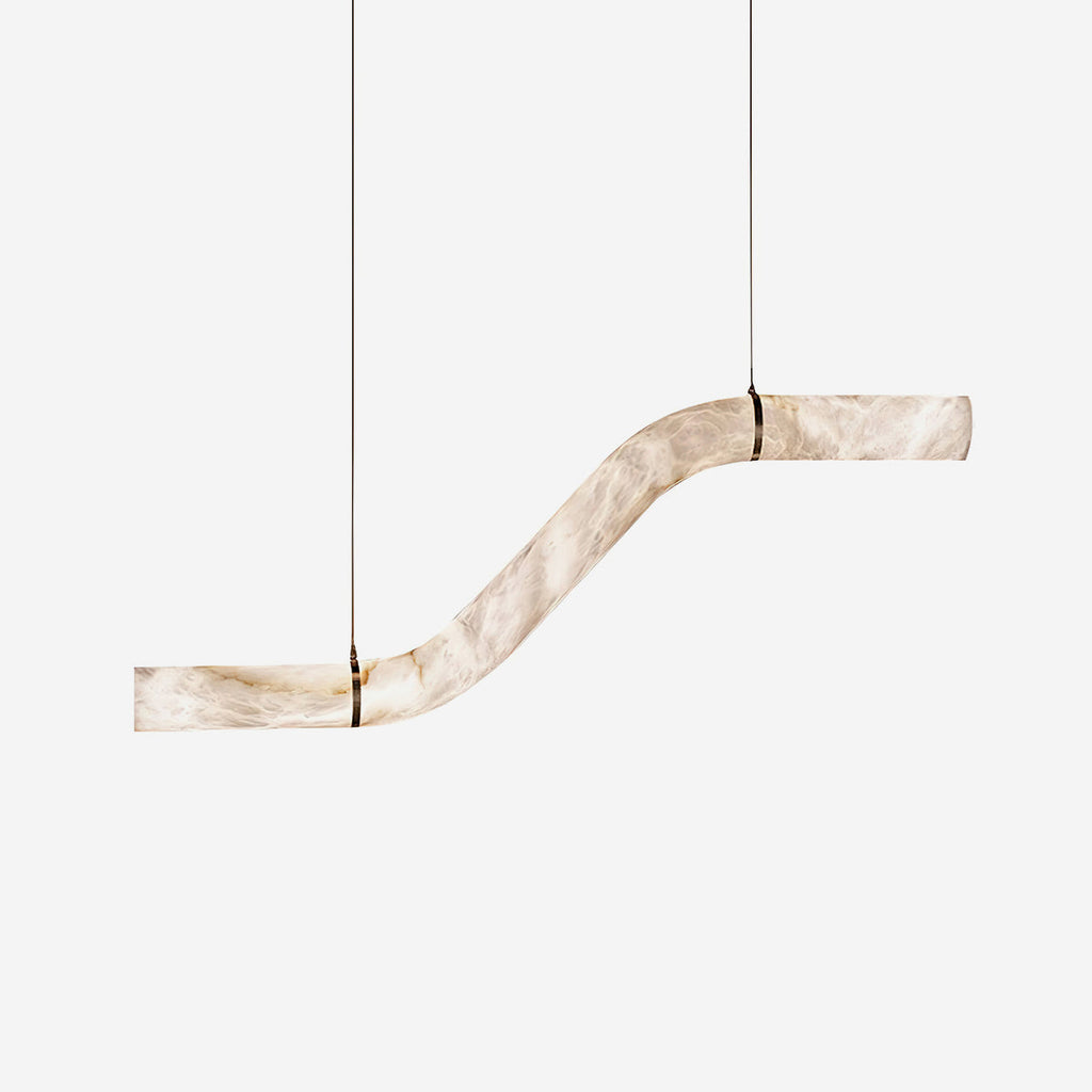 Liberty Chandelier Curved Alabaster Ribbon Silhouette