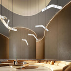 Liberty Chandelier Curved Alabaster Ribbon Silhouette