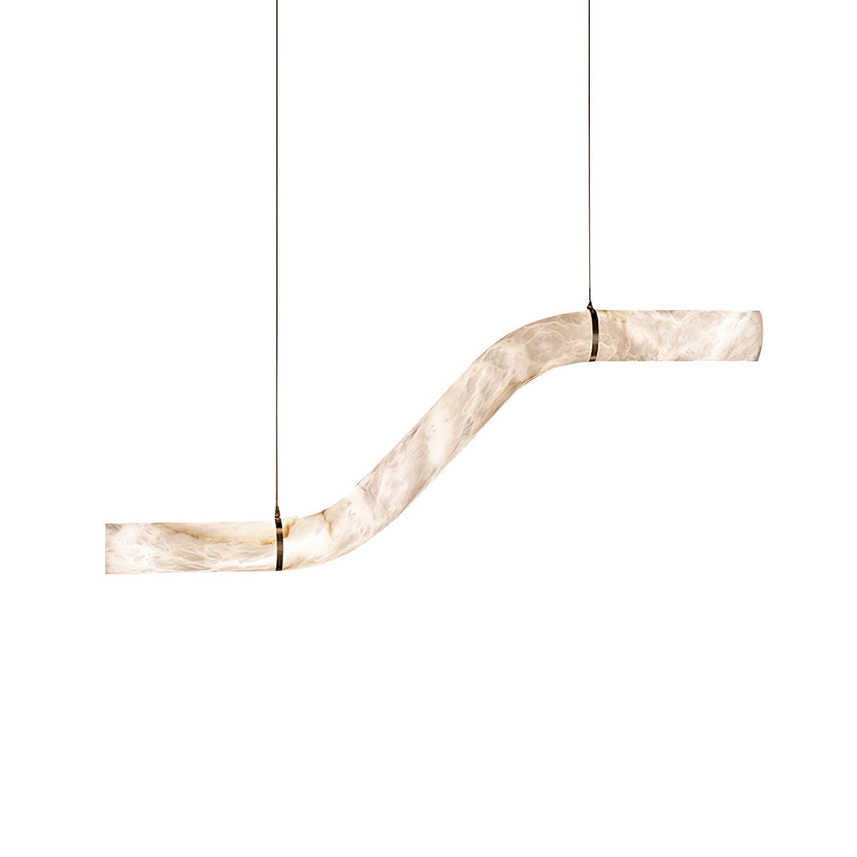 Liberty Chandelier Curved Alabaster Ribbon Silhouette