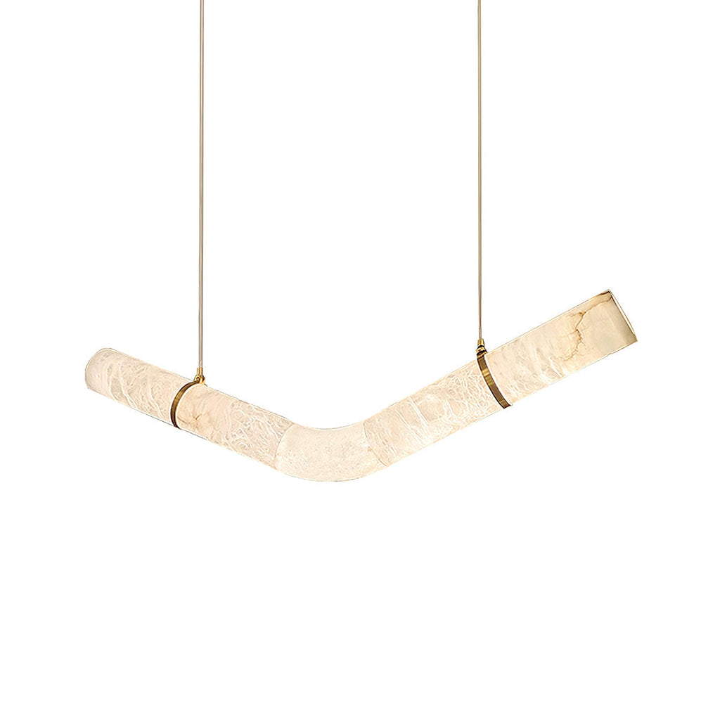 Liberty Chandelier Curved Alabaster Ribbon Silhouette