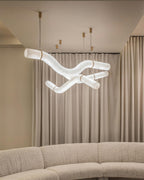 Liberty Chandelier Curved Alabaster Ribbon Silhouette