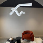 Liberty Chandelier Curved Alabaster Ribbon Silhouette