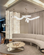 Liberty Chandelier Curved Alabaster Ribbon Silhouette