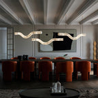 Liberty Chandelier Curved Alabaster Ribbon Silhouette