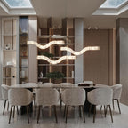 Liberty Chandelier Curved Alabaster Ribbon Silhouette